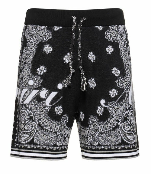 Amiri Cotton Shorts Black Bandana White