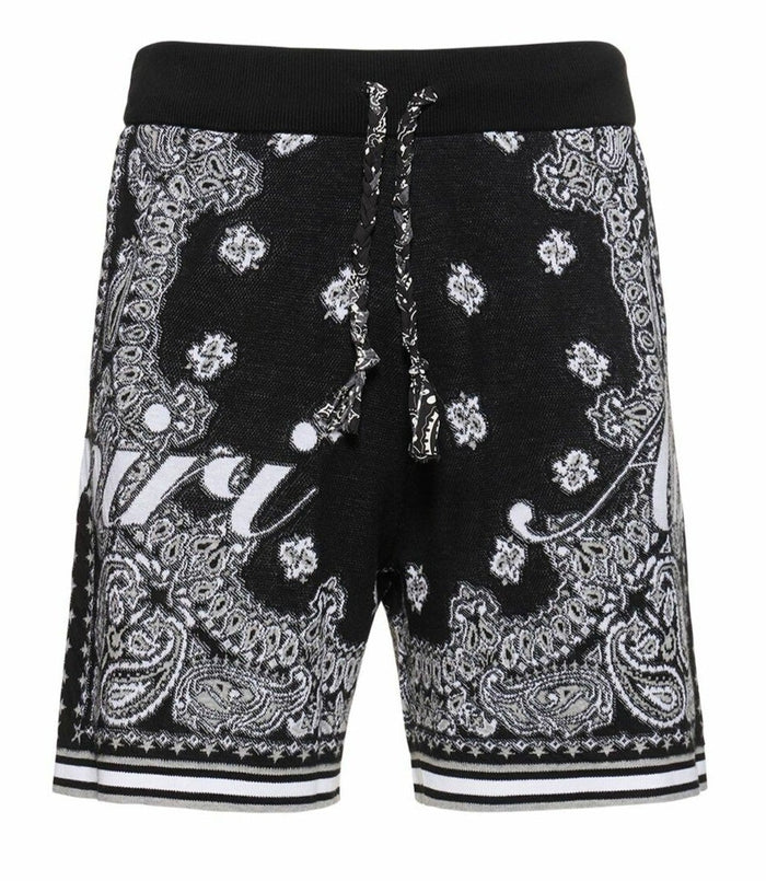 Amiri Cotton Shorts Black Bandana White