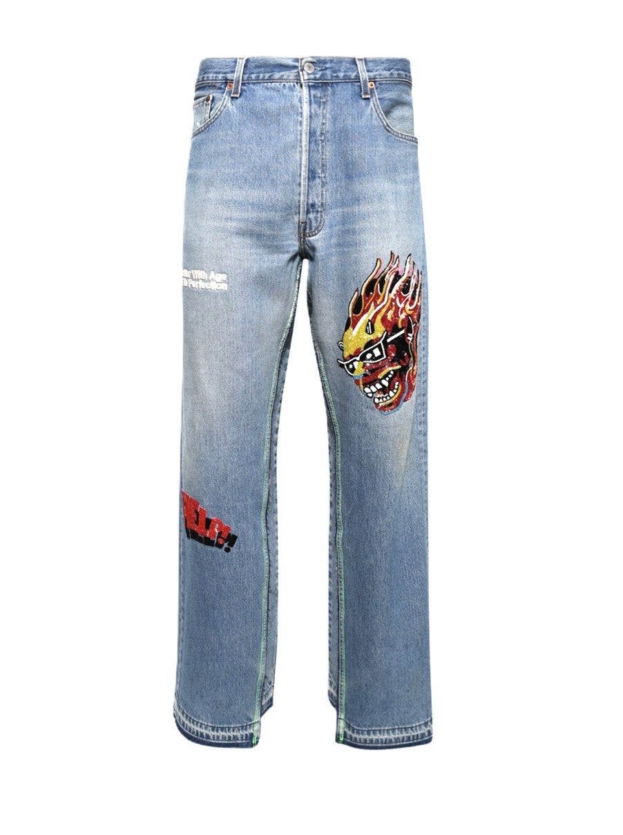 Better With Age Denim Sham Hand Beaded Double Wide