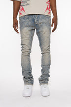 VICIOUS JEANS LIGHT BLUE ALL AROUND RHINESTONE FLARE VC510