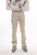 VICIOUS JEANS CREAM ALL AROUND RHINESTONE FLARE VC510