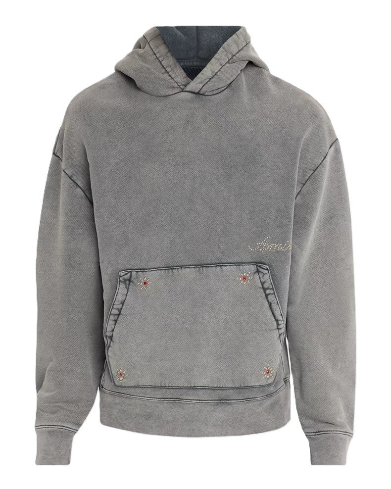 Amiri Stud Cotton Hoodie Grey