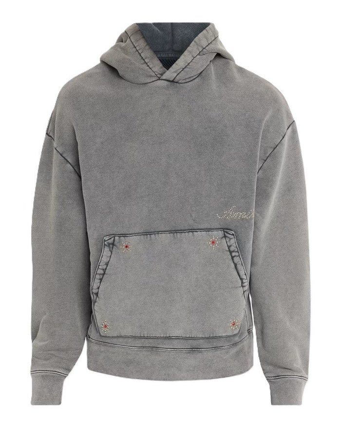 Amiri Stud Cotton Hoodie Grey