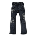 VICIOUS JEANS BLACK EMBELLISHED RHINESTONE FLARE VC1015