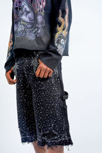 Paper Monet Shorts Black CRYSTALIZED