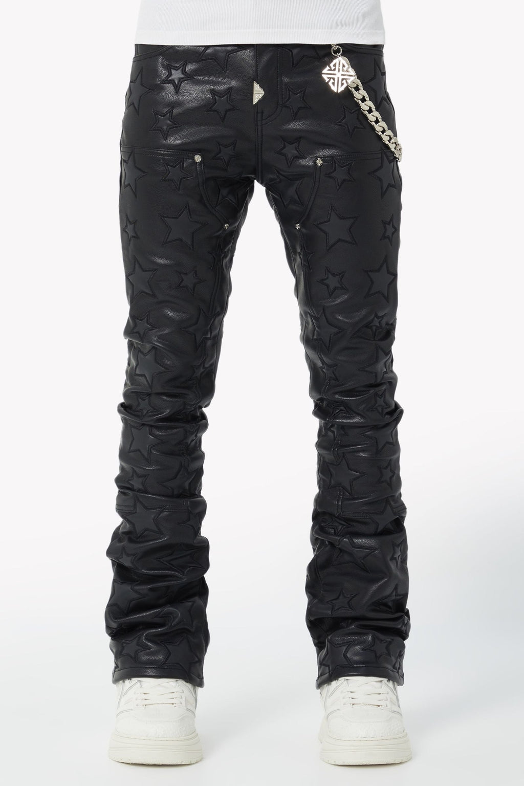 GUAPI JEANS Obsidian Black Stars Leather Pant