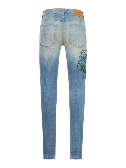Amiri Jeans Storm Indigo Hollywood Green Patch