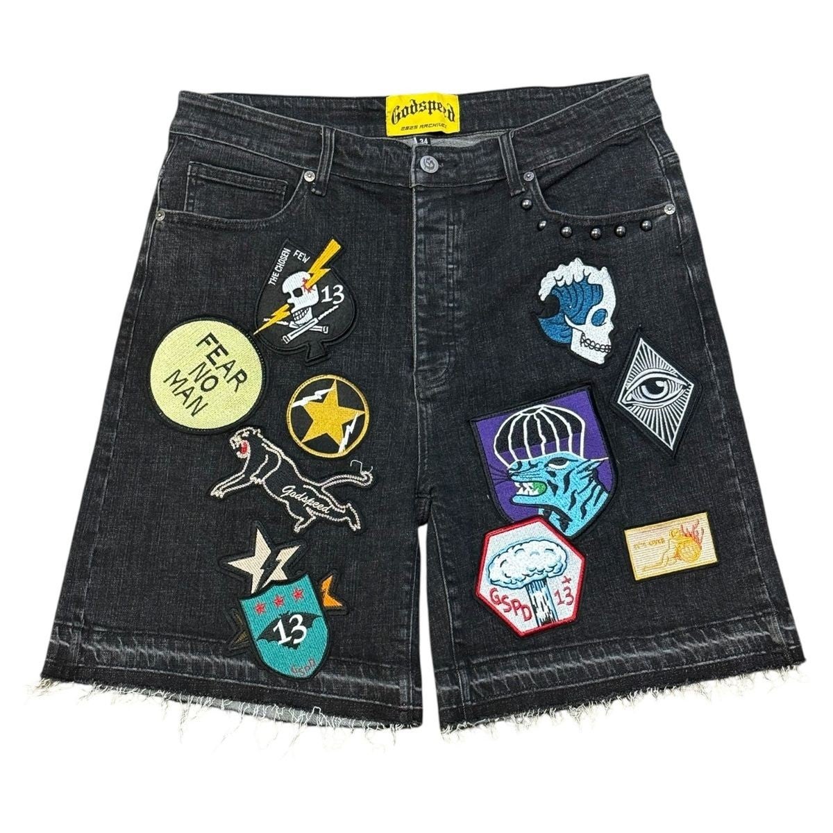 Godspeed Denim Shorts Patchwork Black
