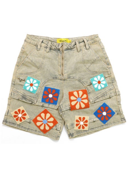 Guapi Denim Shorts Vintage Flowers