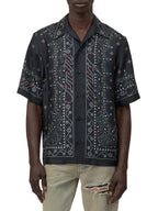 Amiri Stud Black Silk Bowling Shirt