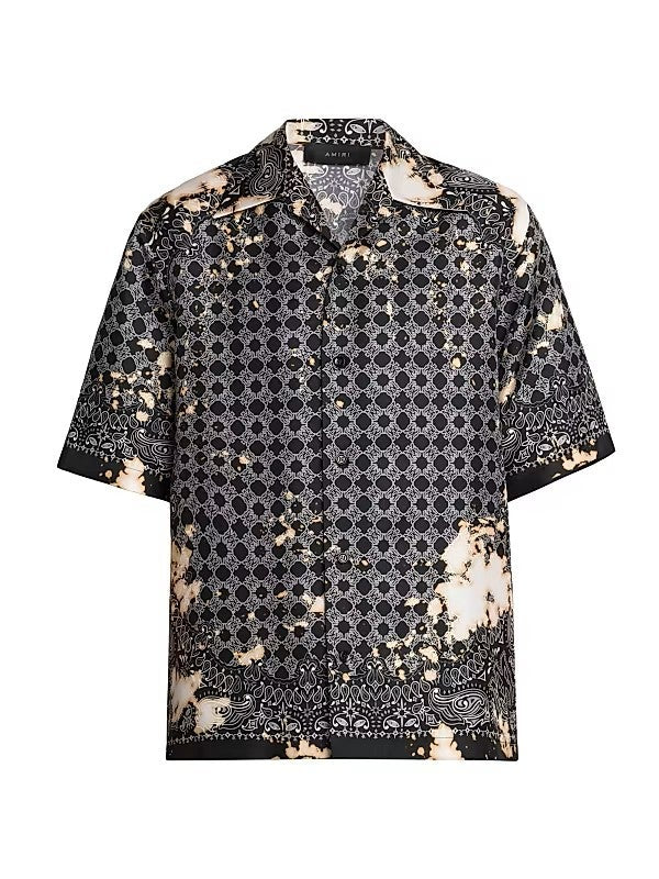 Amiri Shirt Bleach Bandana Bowling Black