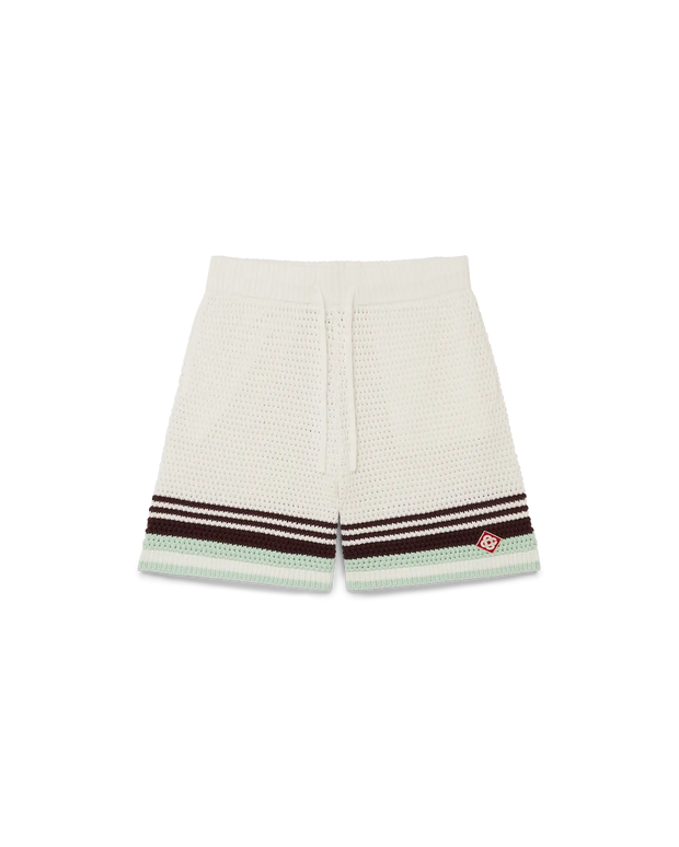 Casablanca Shorts Sport Faux Crochet White Brown