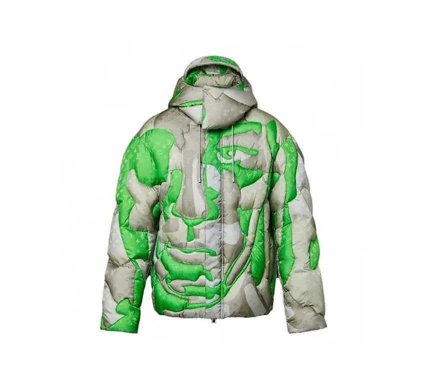 Louis Vuitton Puffer Blouson Green Patchworked Portrait