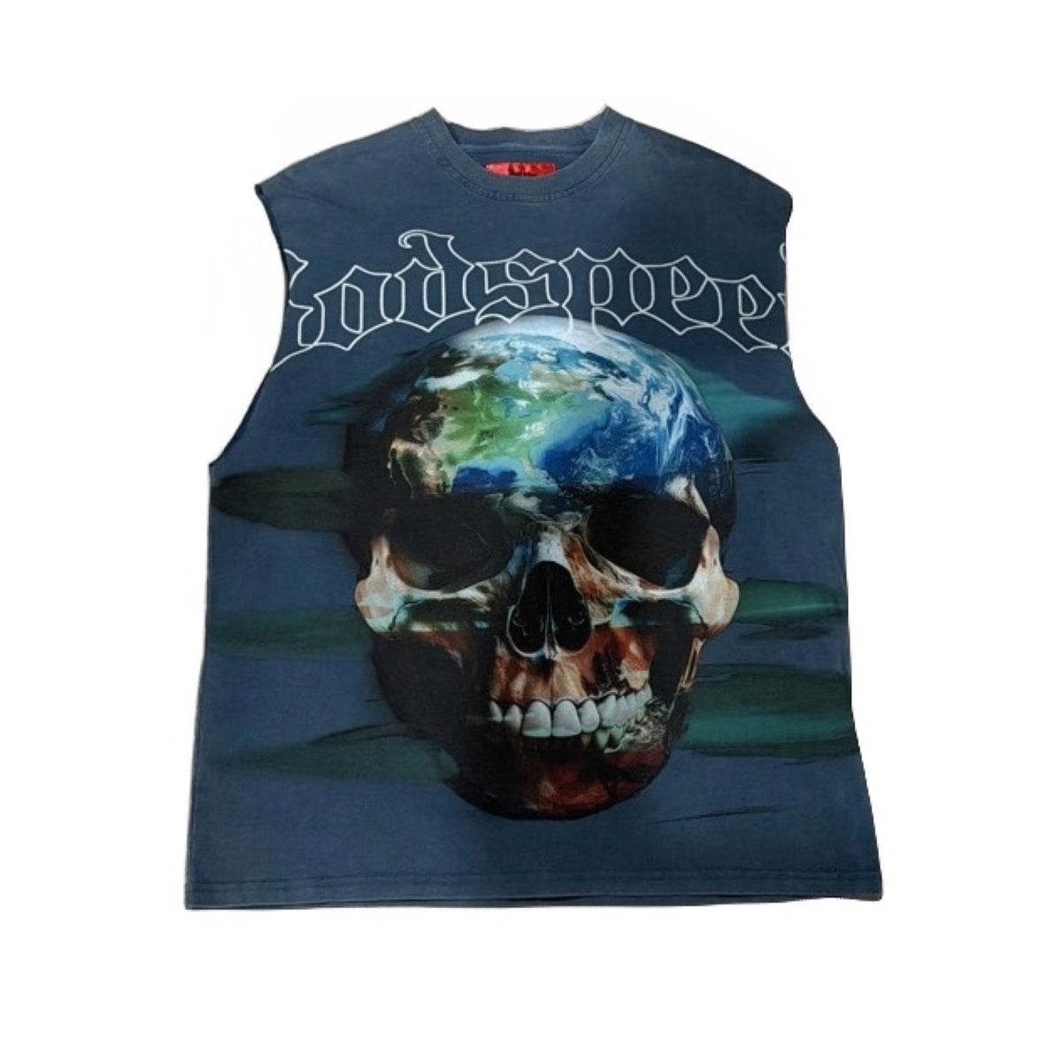 Godspeed Tee Blue World Skull Custom Sleveless