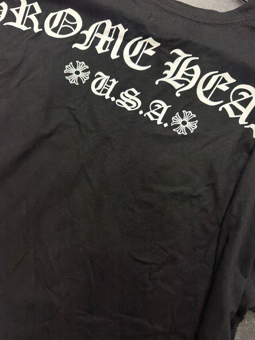 Chrome Heart Tee Scroll Logo Pocket Black Pre-owned