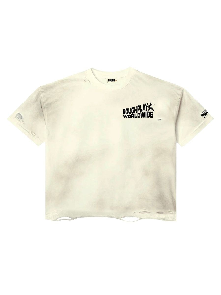Roughplay Tee Tan Black Vintage Side Logo