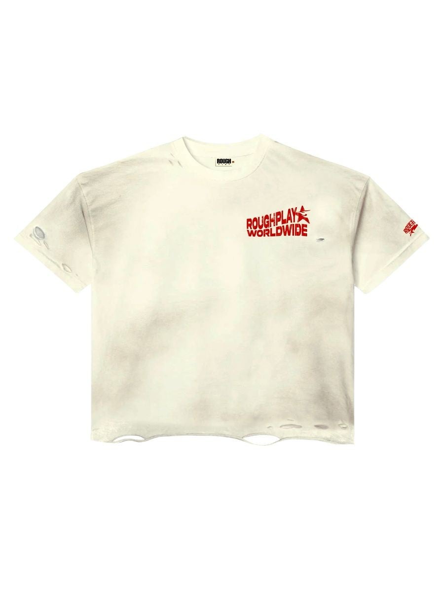 Roughplay Tee Tan Red Vintage Side Logo