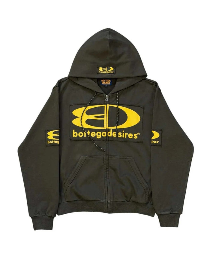 Bottega Desires Hoodie Green Tech Zip Up