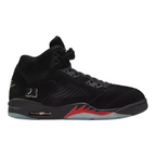 FLEX SHOP Air Jordan 5 Halloween sneakers in black nubuck with Picante Red accents and glow-in-the-dark details.