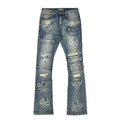 VICIOUS JEANS DARK BLUE Cargo Lucky Seven Flare Pearls VC1020