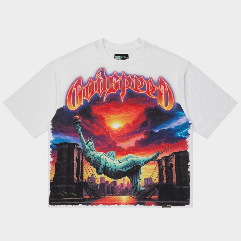 Godspeed Tee Burnt Bridges White