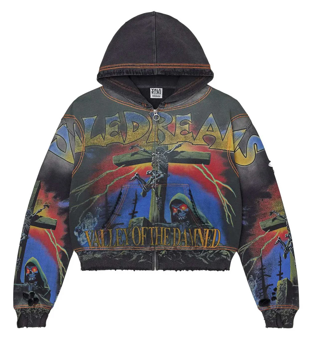 Vale Forever Hoodie Black Orange Damned Big Zip Up