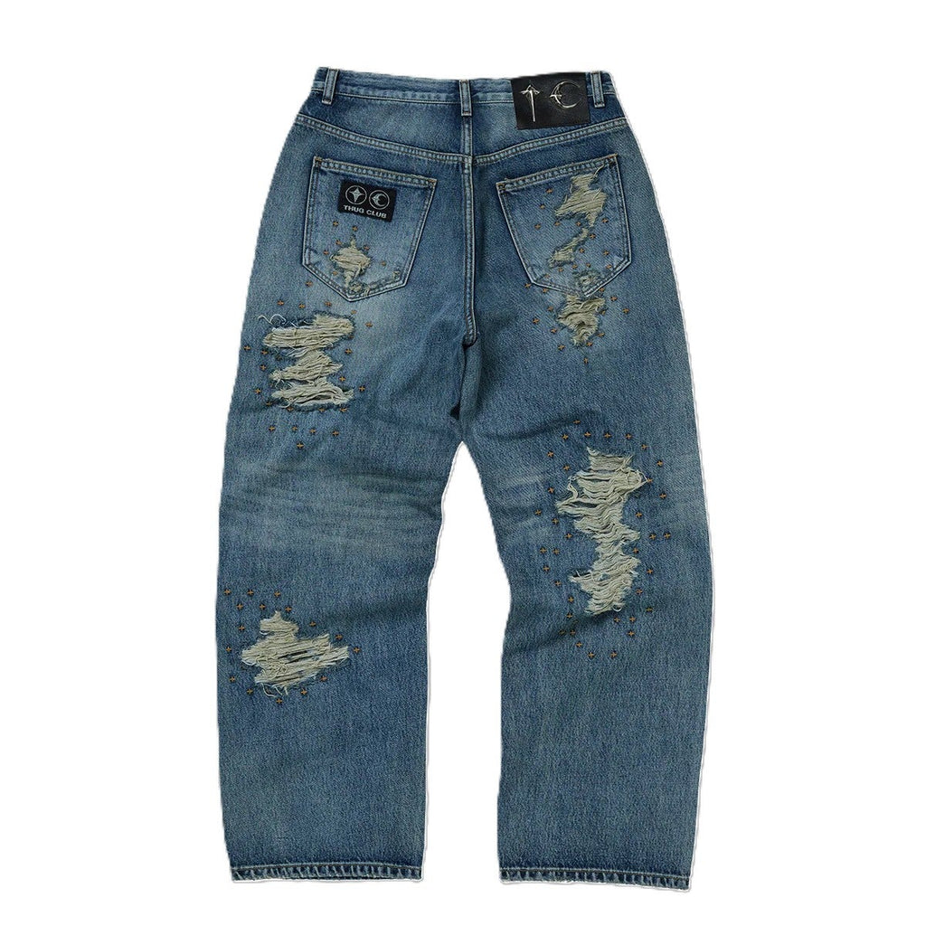 Thug Club Pants Vintage Double Knee Blue