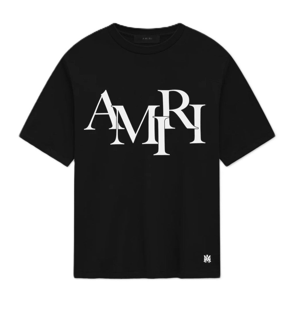 Amiri Tee Staggered Logo Black