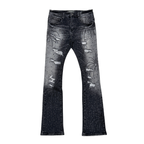 VICIOUS JEANS BLACK EMBELLISHED RHINESTONE FLARE SPYDER ART VC1005