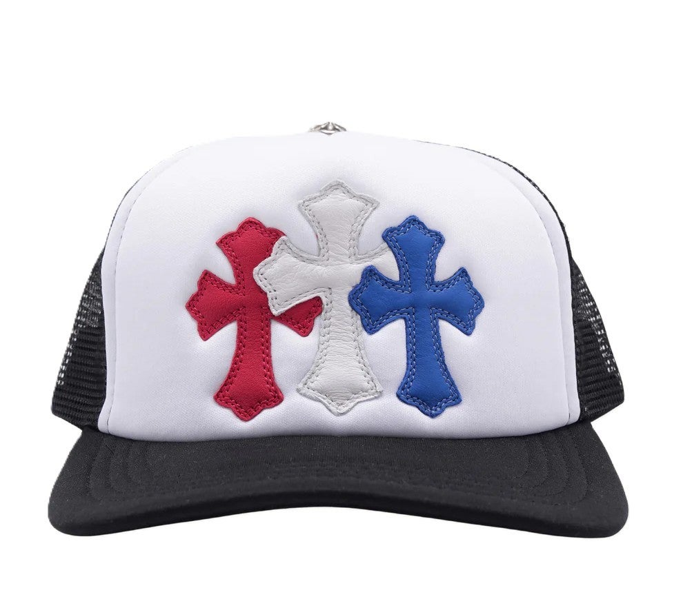 Chrome Hearts Hat Triple Cross Patch Black White Multi