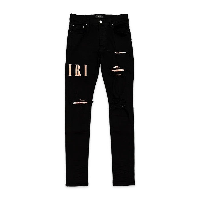 Amiri Jeans Black Red Tie Dye Core Logo