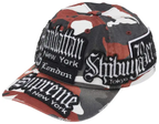 Supremes red camo hat 6 panel city patches
