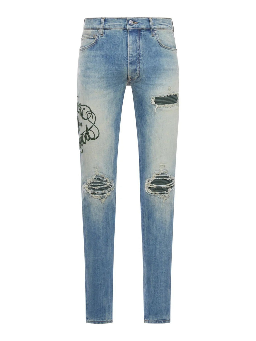 Amiri Jeans Storm Indigo Hollywood Green Patch