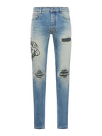 Amiri Jeans Storm Indigo Hollywood Green Patch