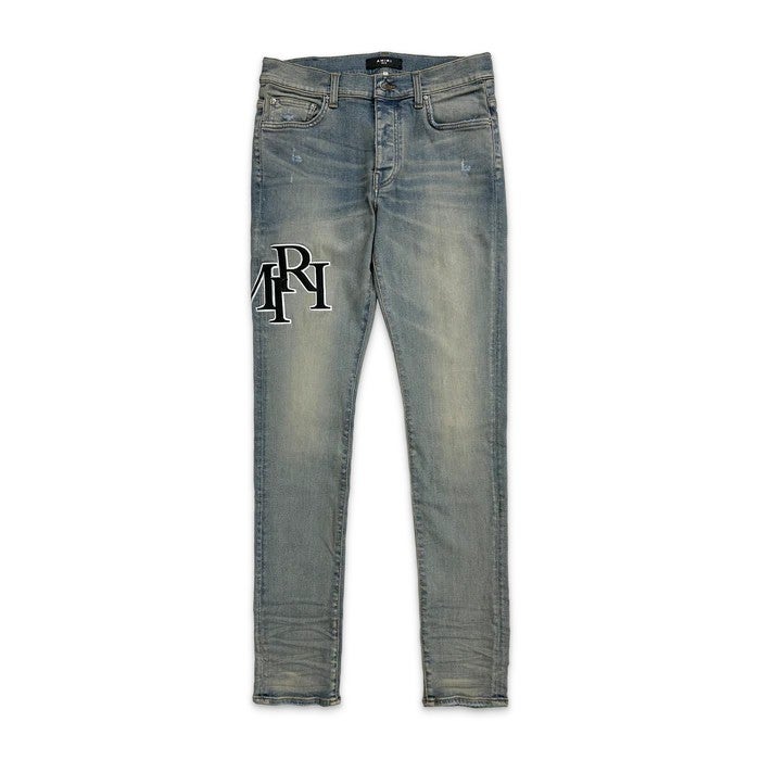 Amiri Jeans Vintage Indigo Embroidered Staggered Logo