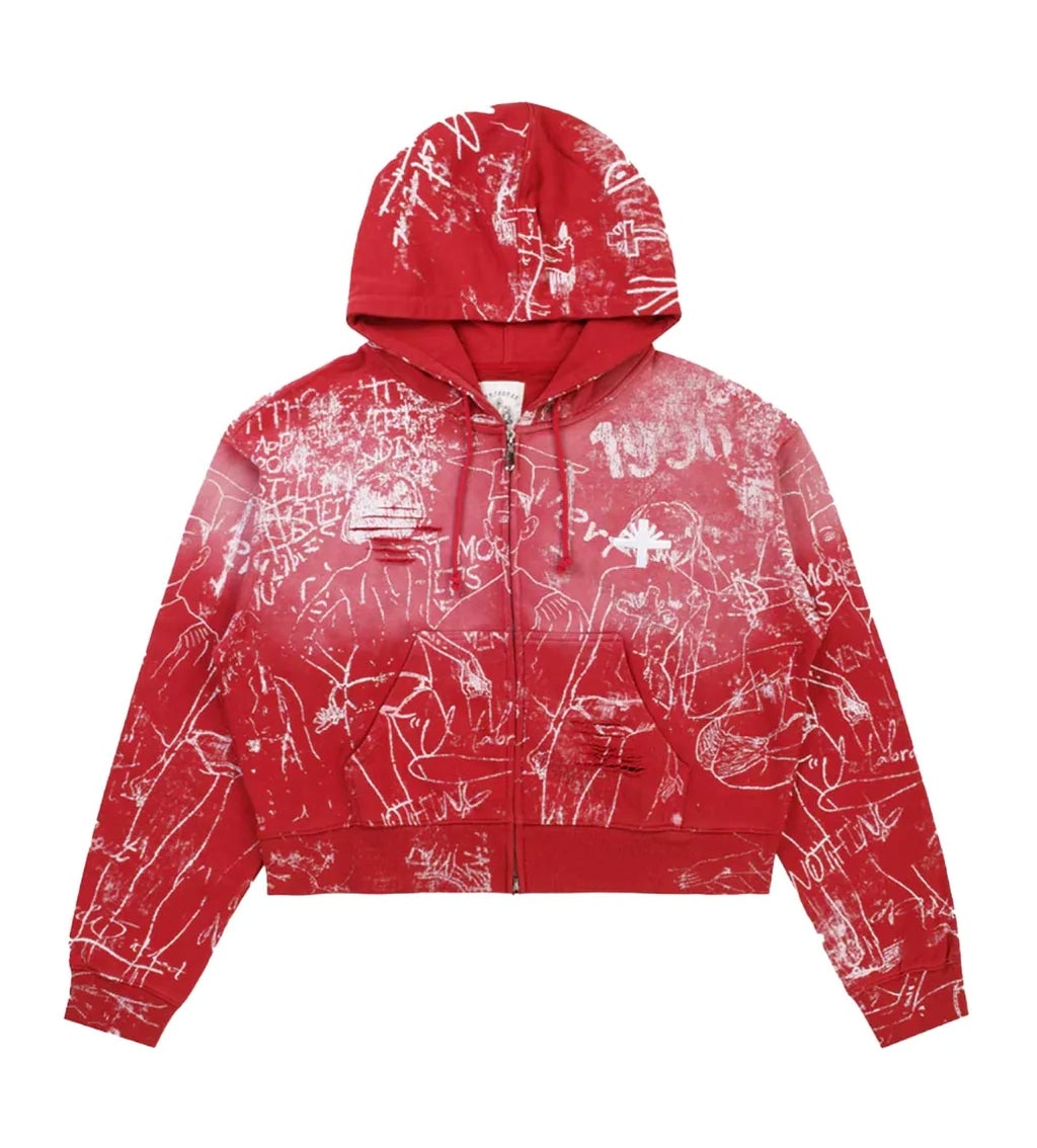 Vertabrae Hoodie Red Silo Sketch