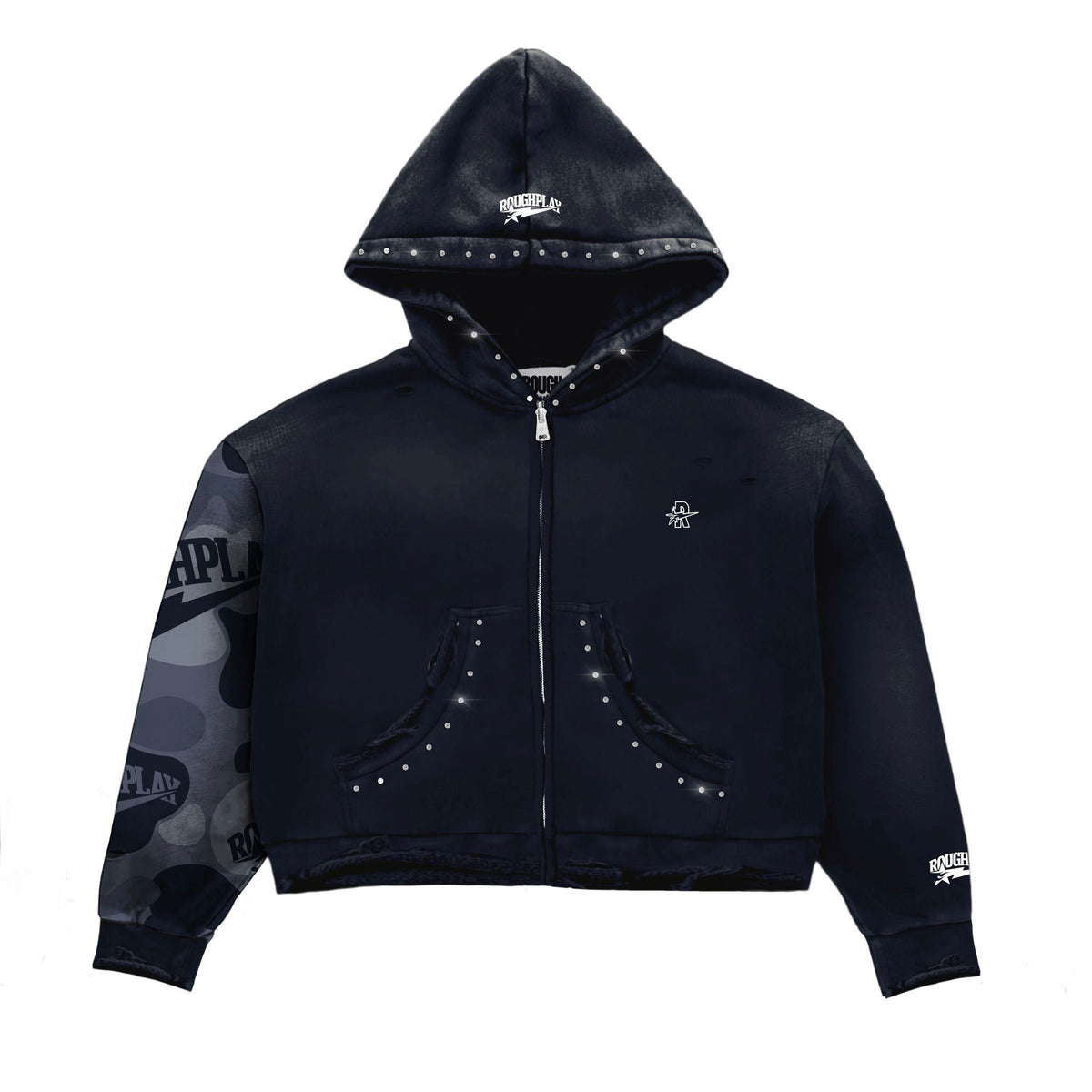 Roughplay Camo Sleeve Navy Hoodie