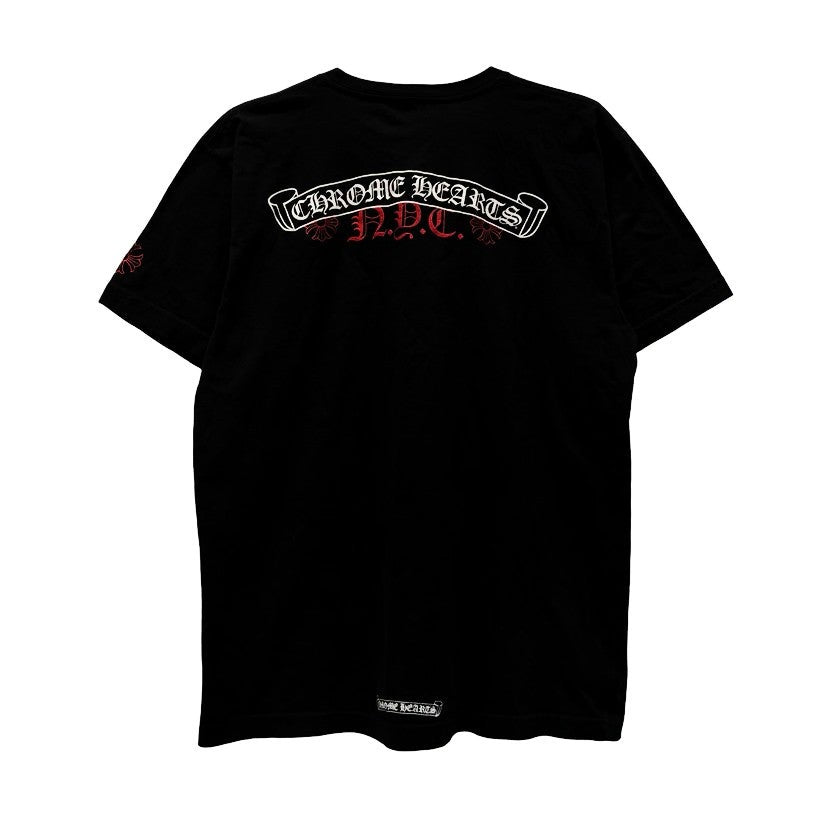 Chrome Hearts Tee NYC Exclusive Scroll Logo Black Red