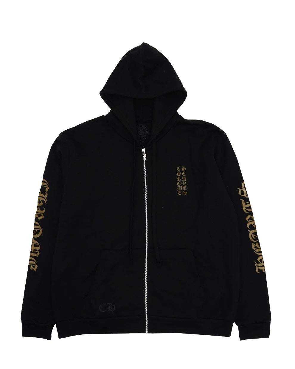 Chrome Hearts Hoodie Vertical Logo Black Green Army Zip Up