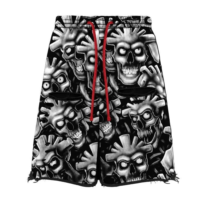 Vertabrae White Skull Shorts