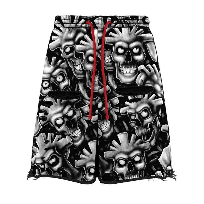 Vertabrae White Skull Shorts