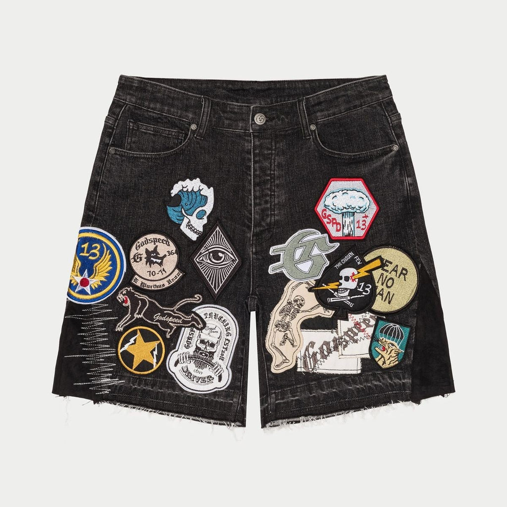 Godspeed Denim Shorts Black Patchwork v2