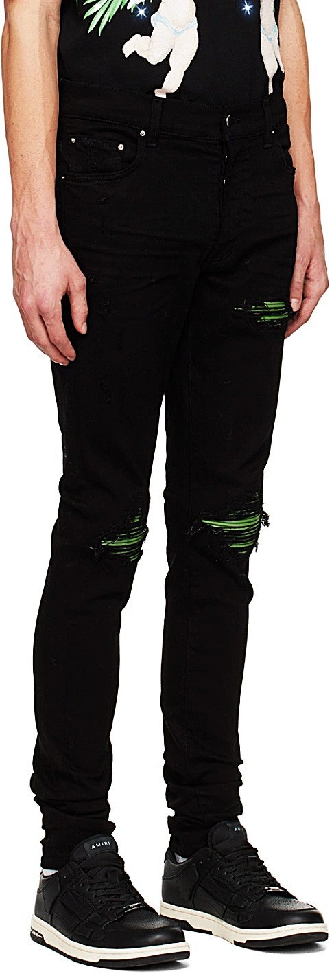 Amiri MX1 Jeans Black Od Green Patch