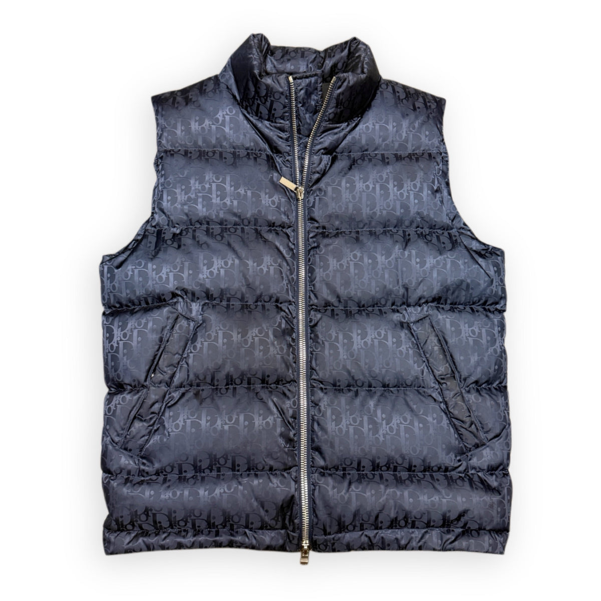 Dior Puffer Vest Navy Oblique Preowned