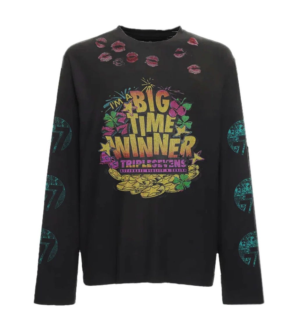Triple Sevens Tee Black Lucky Kiss Longsleeve