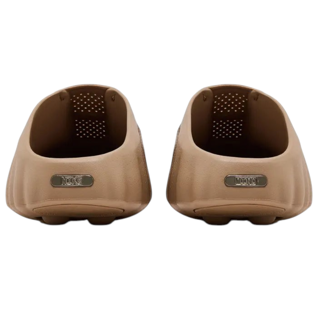 FLEX SHOP Nike Mind 001 Tan Hemp slip-on shoes featuring a sandrift earthy tone and rear Nike and Mind branding
