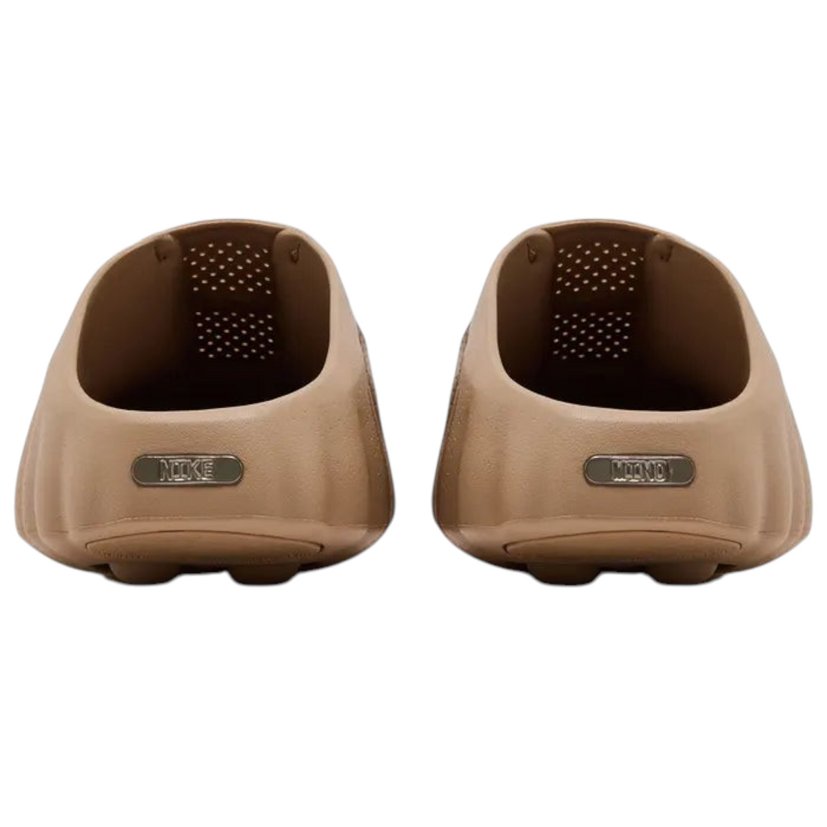 FLEX SHOP Nike Mind 001 Tan Hemp slip-on shoes featuring a sandrift earthy tone and rear Nike and Mind branding
