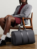 GUCCI GG Leather-Trimmed Monogrammed Supreme Coated-Canvas Duffle Bag preowned