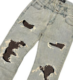 VICIOUS JEANS OIL BLUE FIT RIP & REPAIR DOUBLE WAIST VC688