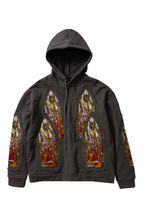 Who Decides War Hoodie Grey FLAME GLASS EMBROIDERED